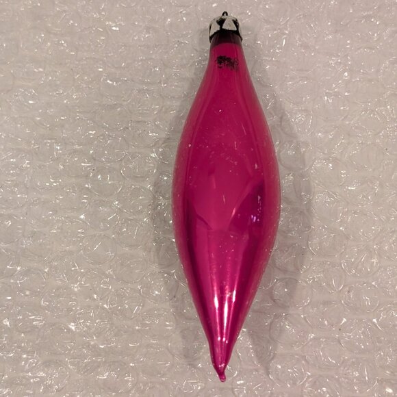 Single Vintage Pink Glass Icicle Polish Christmas Ornament - Picture 2 of 5